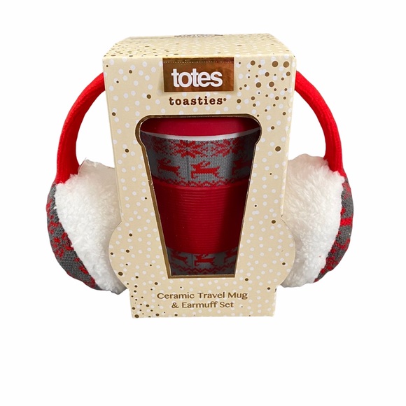 totes Holiday Totes Ceramic Travel Mug And Earmuff Holiday Set Nwt